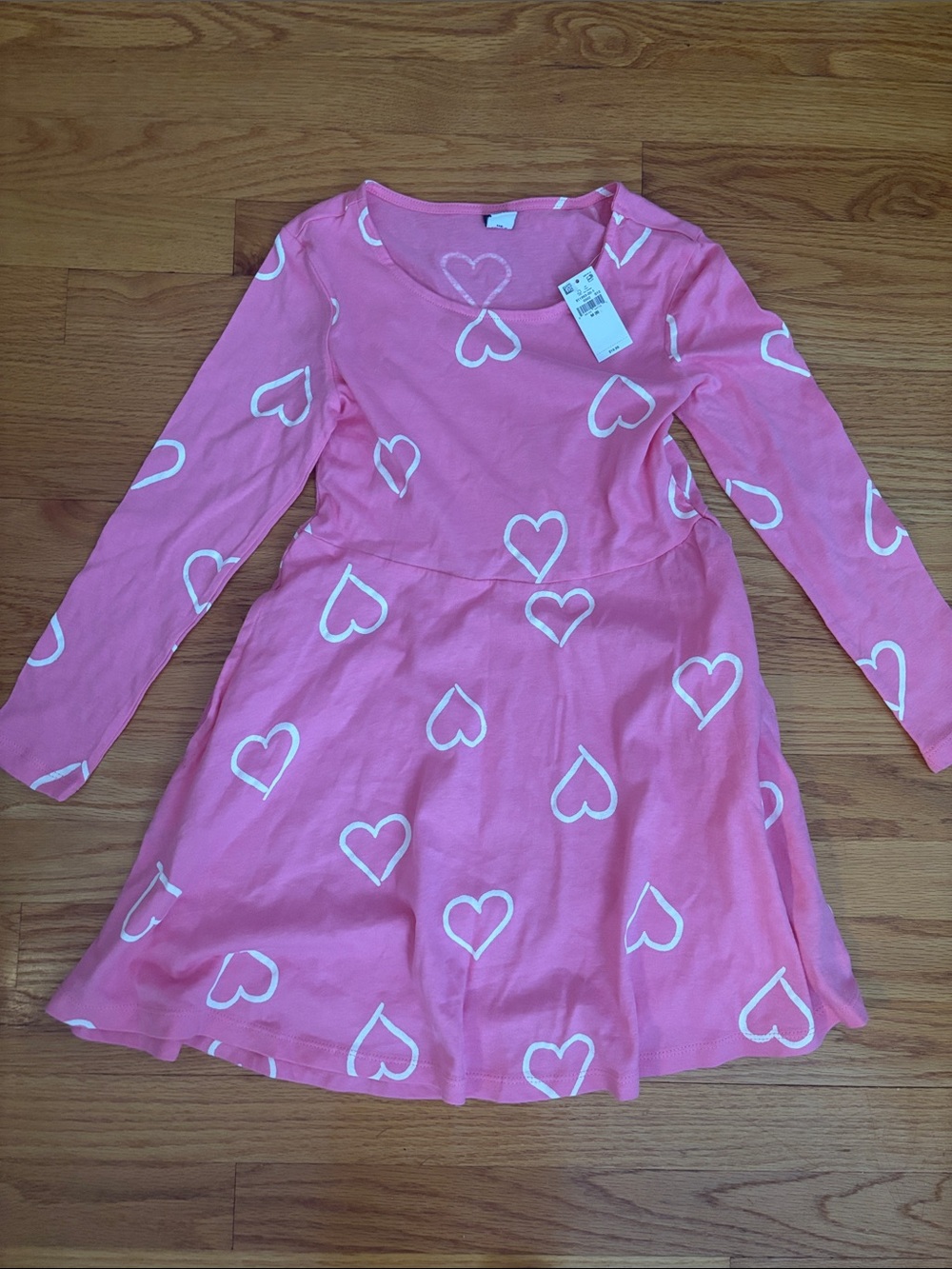 Girls' Old Navy Pink Heart-Print Long Sleeve Dress
